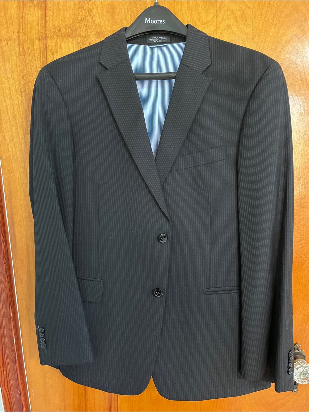 Tommy Hilfiger Men's Black Pinstripe Two-Button Suit
